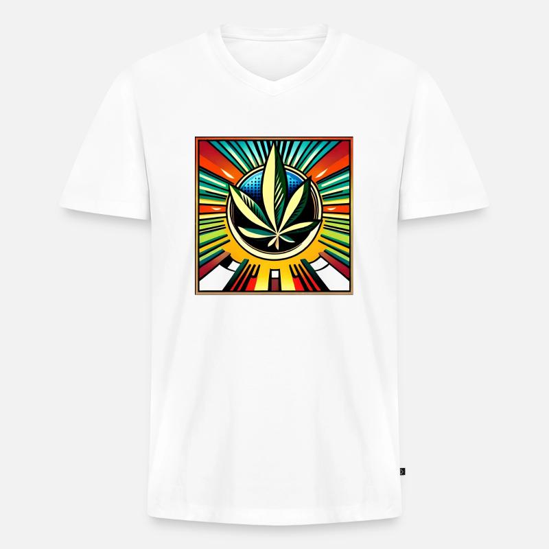 Cannabis comic style - Männer Premium Bio T-Shirt mit V-Ausschnitt - Weiß