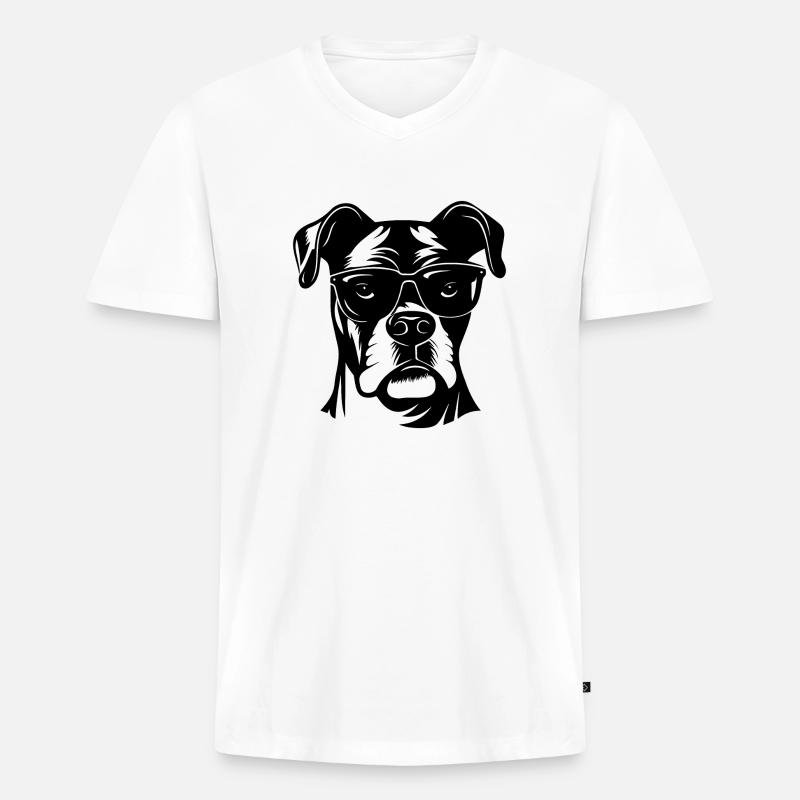 Boxer Hund Hunderasse - Männer Premium Bio T-Shirt mit V-Ausschnitt - Weiß