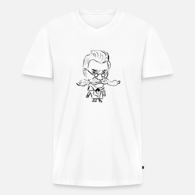 Nietzsche - Männer Premium Bio T-Shirt mit V-Ausschnitt - Weiß