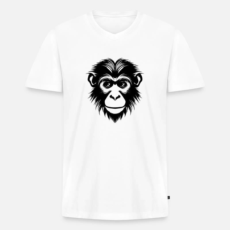 Affe Affen Affengesicht Dschungel - Männer Premium Bio T-Shirt mit V-Ausschnitt - Weiß
