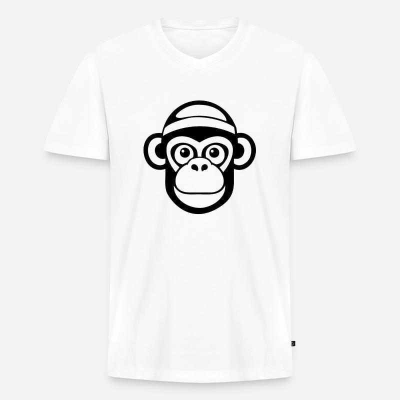 Affe Affen Affengesicht Dschungel - Männer Premium Bio T-Shirt mit V-Ausschnitt - Weiß