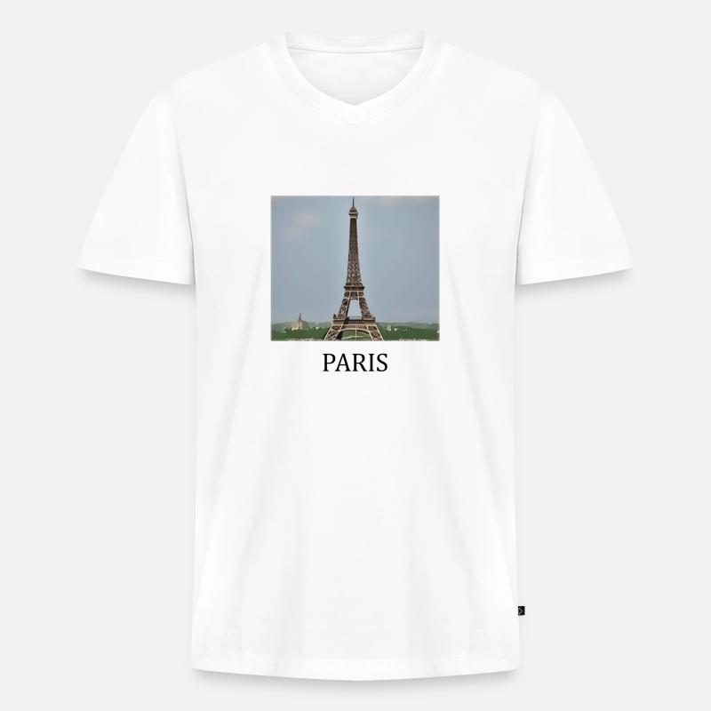 Paris - Männer Premium Bio T-Shirt mit V-Ausschnitt - Weiß