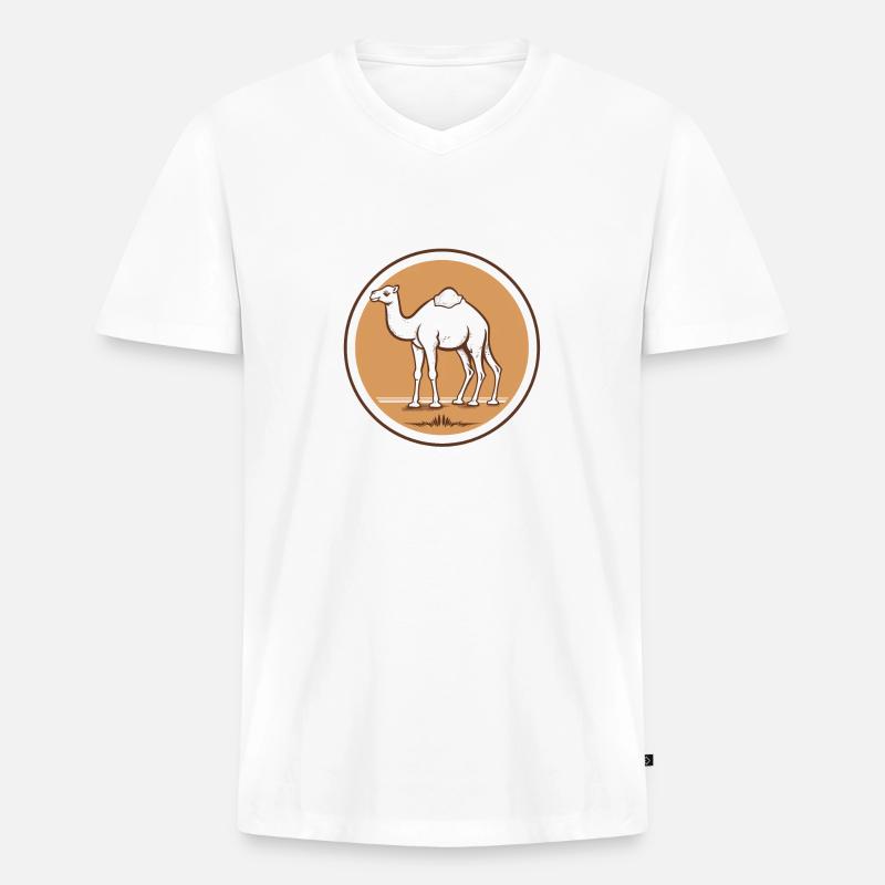Kamel - Männer Premium Bio T-Shirt mit V-Ausschnitt - Weiß