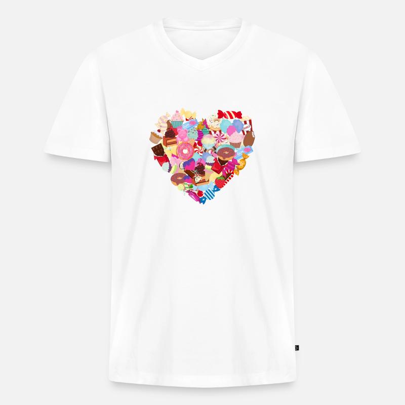 Schatz - Männer Premium Bio T-Shirt mit V-Ausschnitt - Weiß