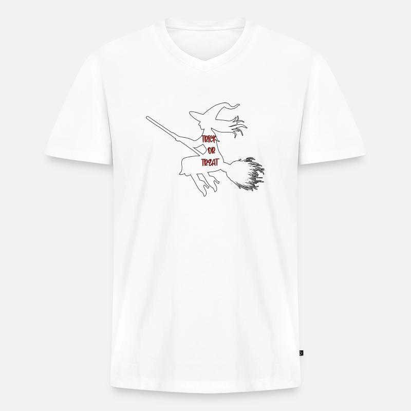 Süßes oder Saures Hexe - Männer Premium Bio T-Shirt mit V-Ausschnitt - Weiß