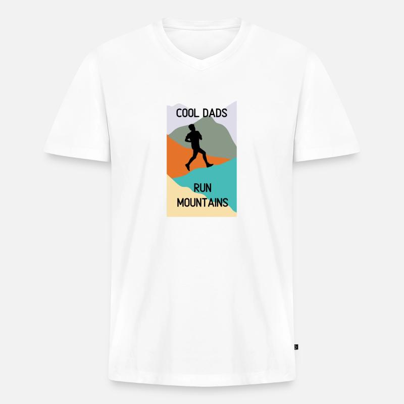 Cool Dads Run Mountains - Männer Premium Bio T-Shirt mit V-Ausschnitt - Weiß