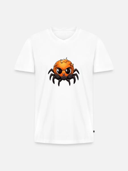 Bébé araignée Halloween Cartoon - T-shirt encolure en V Premium bio Homme - blanc
