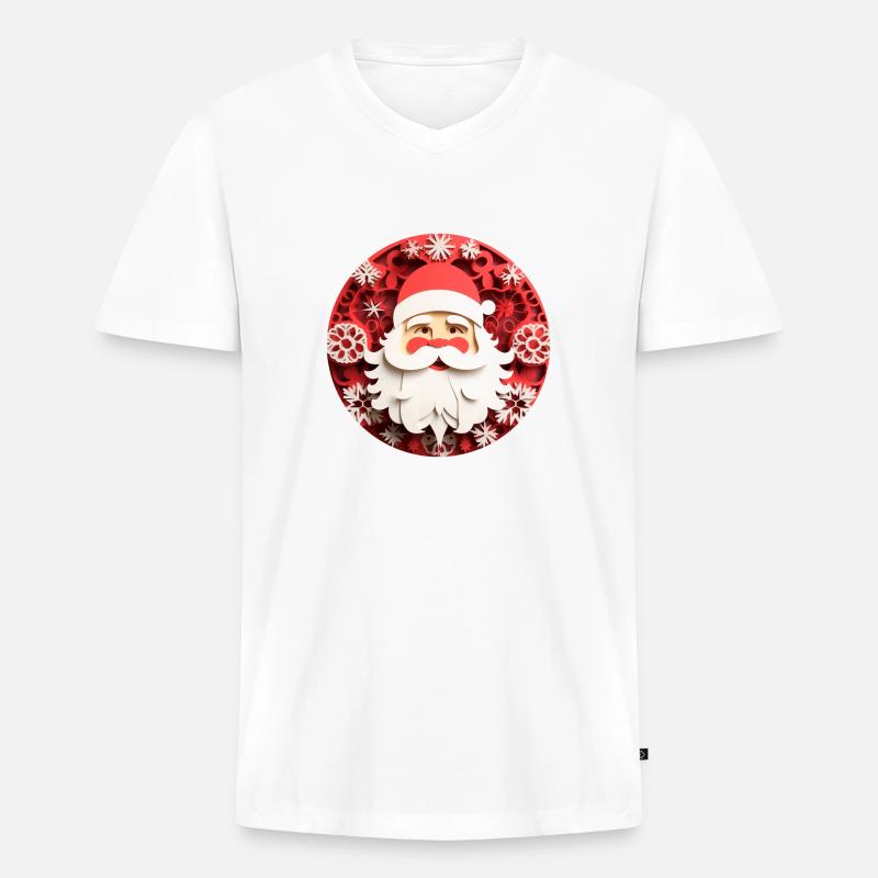 Witziger Weihnachtsmann - Männer Premium Bio T-Shirt mit V-Ausschnitt - Weiß