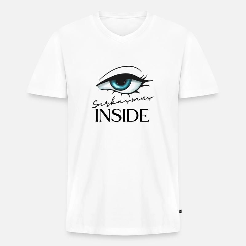 Sarkasmus inside - Männer Premium Bio T-Shirt mit V-Ausschnitt - Weiß