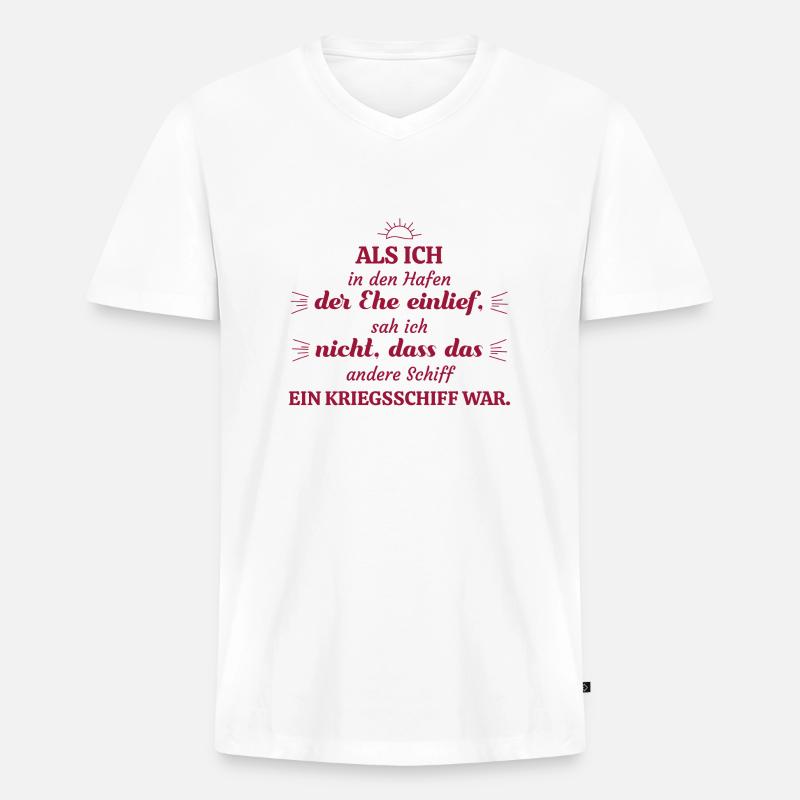 Scheidung Spruch - Männer Premium Bio T-Shirt mit V-Ausschnitt - Weiß