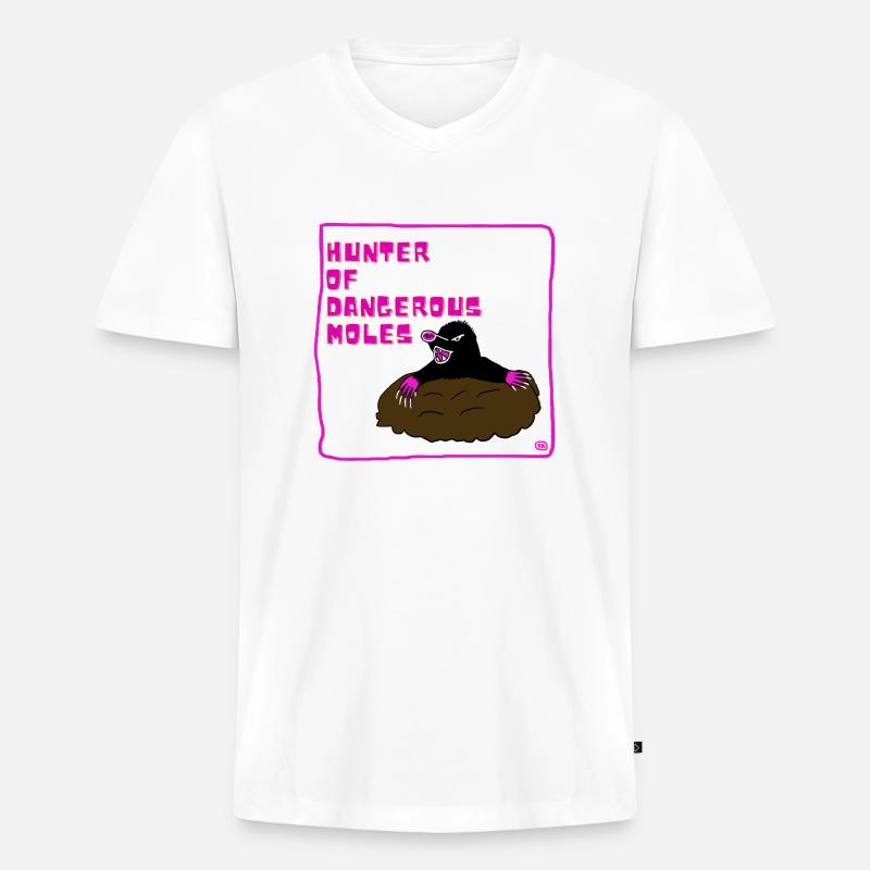 Molehunter - Männer Premium Bio T-Shirt mit V-Ausschnitt - Weiß