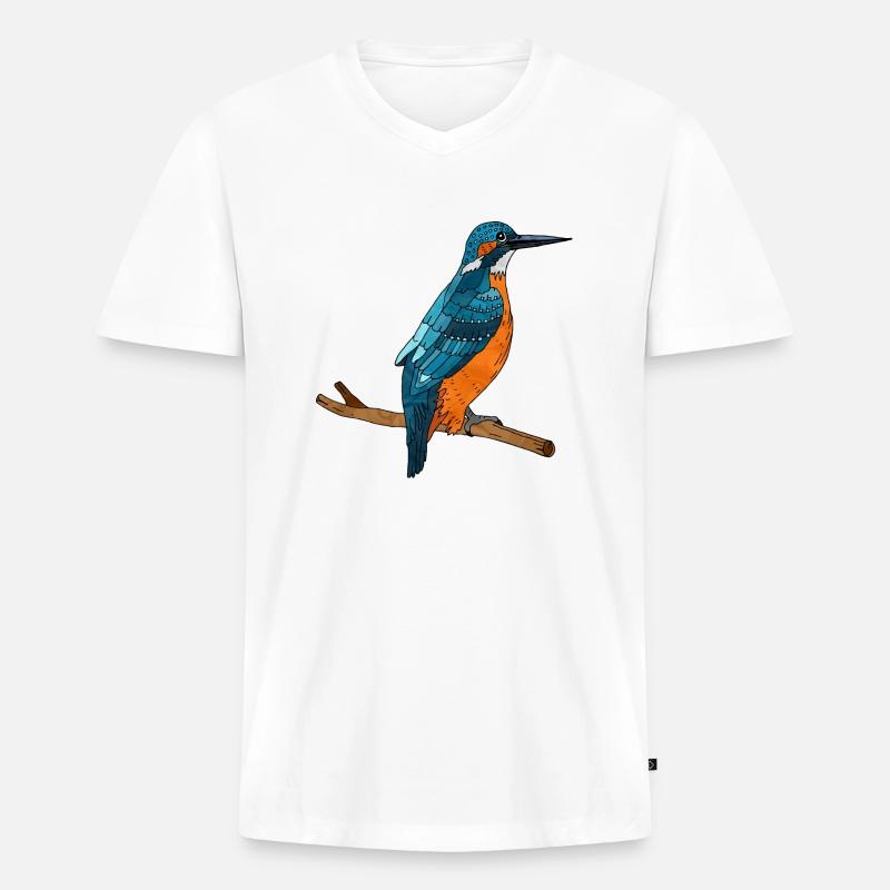 Bunter Vogel - Männer Premium Bio T-Shirt mit V-Ausschnitt - Weiß