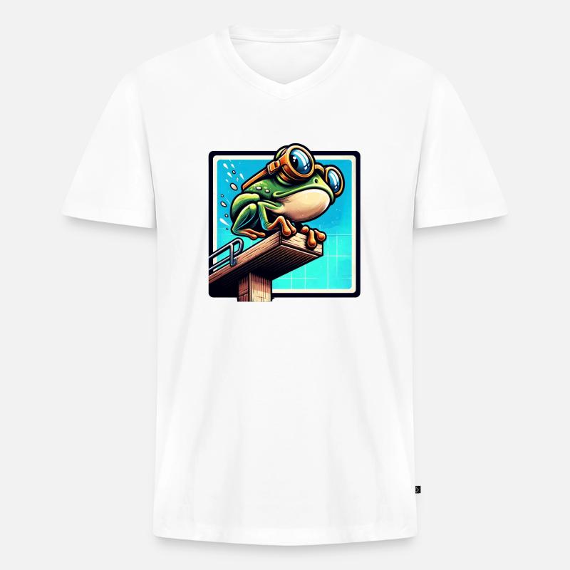 Frosch bereit zum Tauchen - Männer Premium Bio T-Shirt mit V-Ausschnitt - Weiß