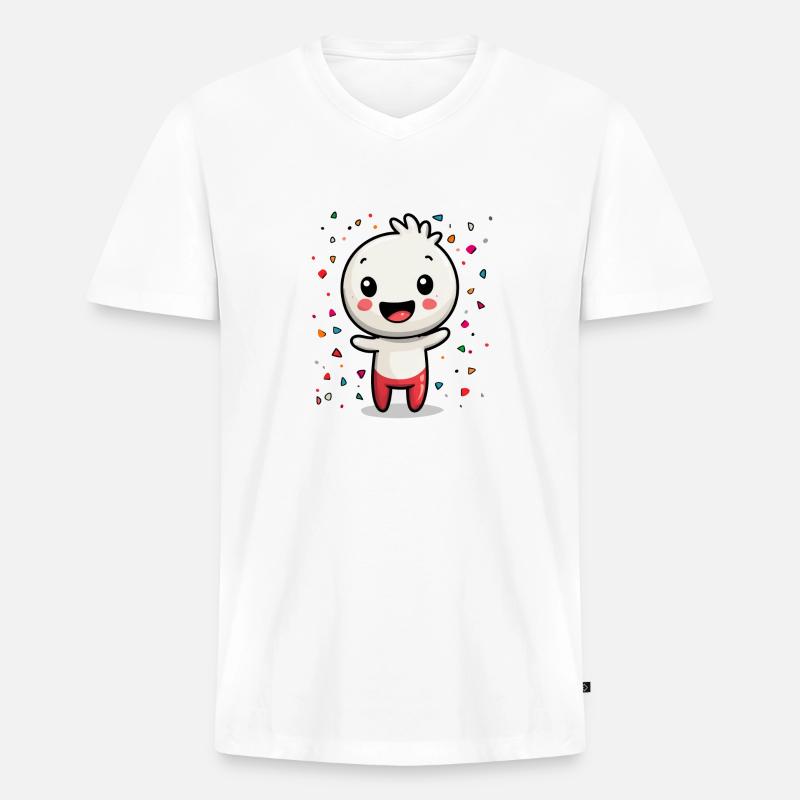 Fasnachtsfreude mit Konfetti - Männer Premium Bio T-Shirt mit V-Ausschnitt - Weiß