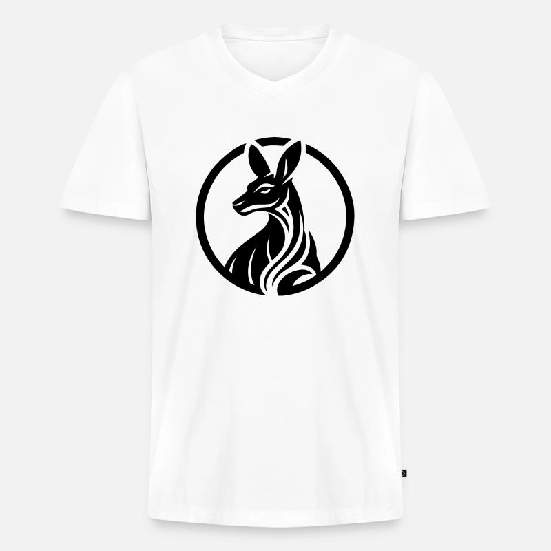 Känguru Logo in schwarz-weiß - Männer Premium Bio T-Shirt mit V-Ausschnitt - Weiß
