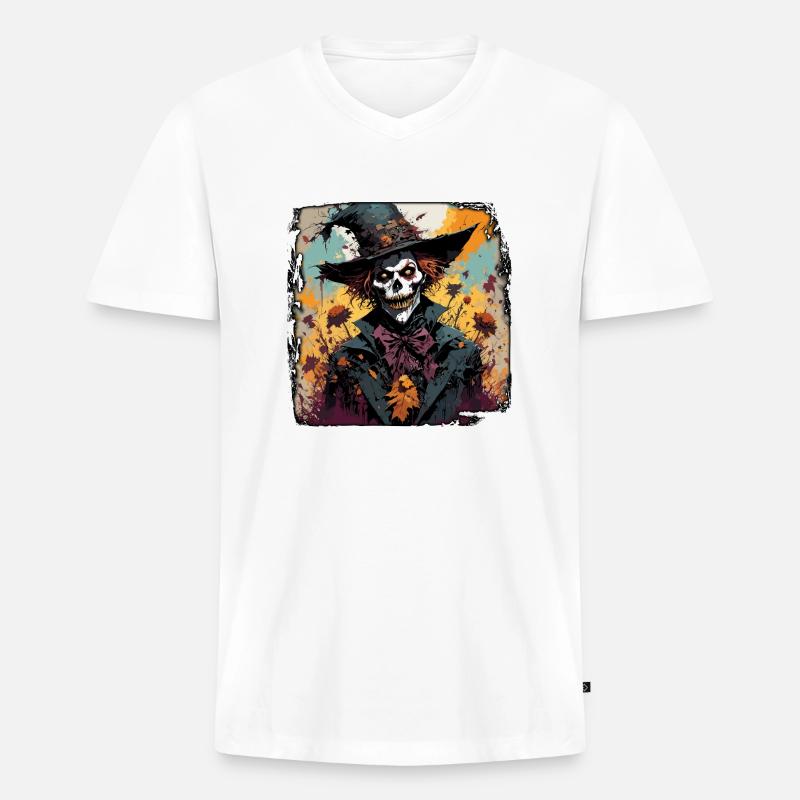 Vogelscheuche / Erntehelfer / Maisfeld / Feld - Männer Premium Bio T-Shirt mit V-Ausschnitt - Weiß