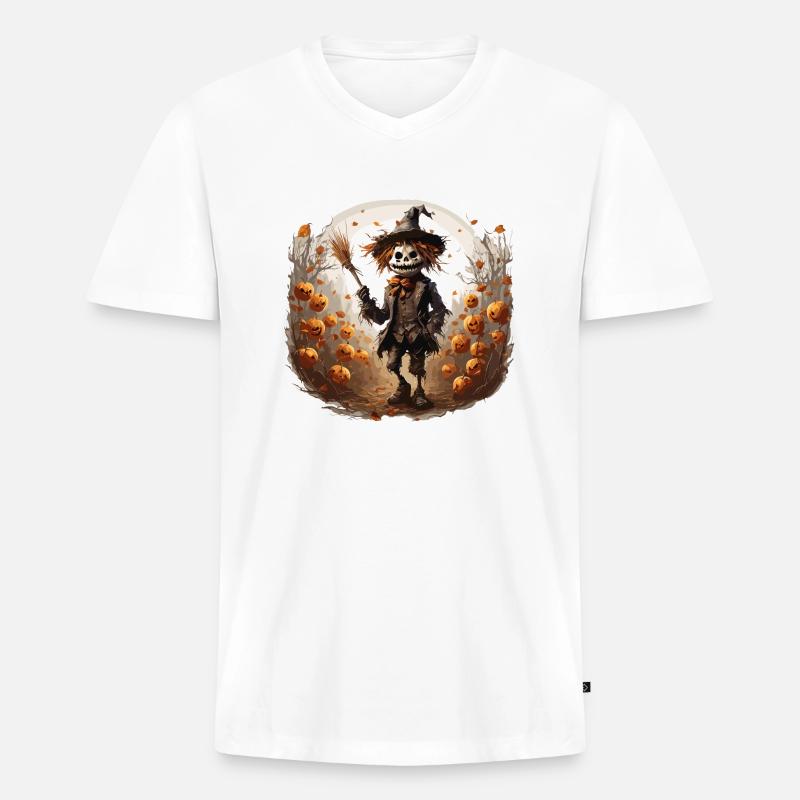 Vogelscheuche / Erntehelfer / Maisfeld / Feld - Männer Premium Bio T-Shirt mit V-Ausschnitt - Weiß