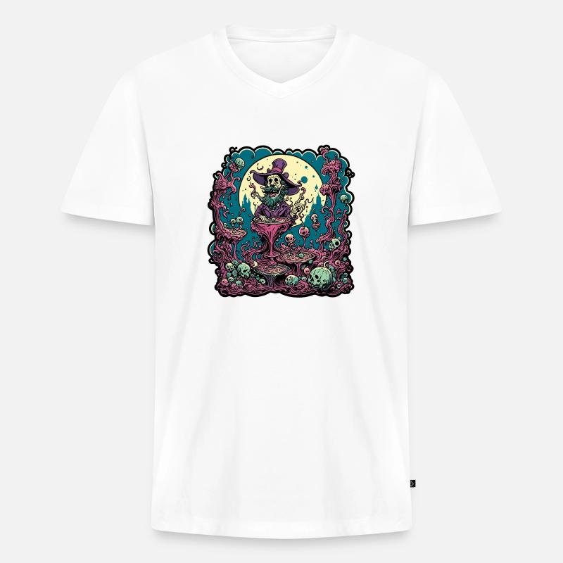 Psychedelic / Halluzination / Magie / Zauberer - Männer Premium Bio T-Shirt mit V-Ausschnitt - Weiß