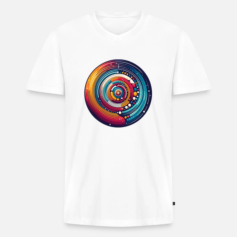 Psychedelic Planets - Männer Premium Bio T-Shirt mit V-Ausschnitt - Weiß