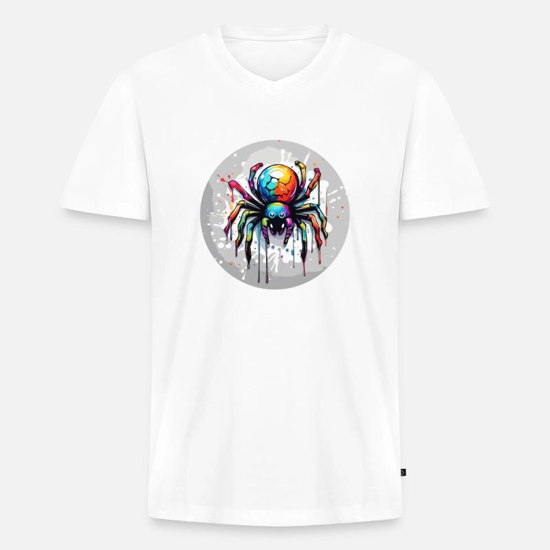 Spinne / Netz / Haustier / Kriechtier / Achtbeiner - Männer Premium Bio T-Shirt mit V-Ausschnitt - Weiß