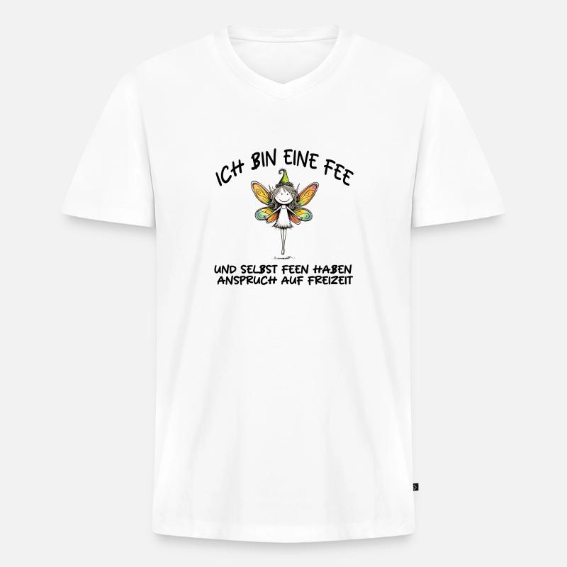 ICH BIN EINE FEE - Männer Premium Bio T-Shirt mit V-Ausschnitt - Weiß