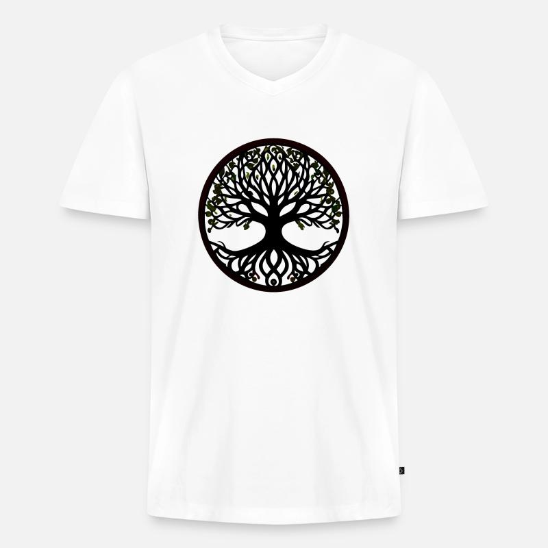 Baum des Lebens - Keltischer Stil - Männer Premium Bio T-Shirt mit V-Ausschnitt - Weiß