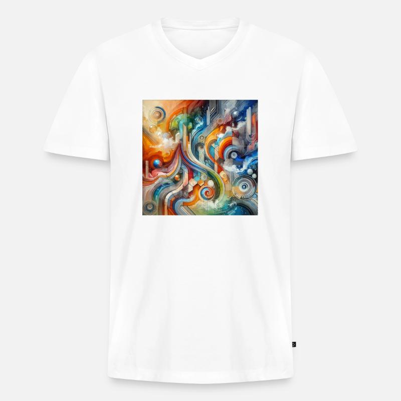 Lebhafter Fluss - Abstraktes Gemälde - Männer Premium Bio T-Shirt mit V-Ausschnitt - Weiß
