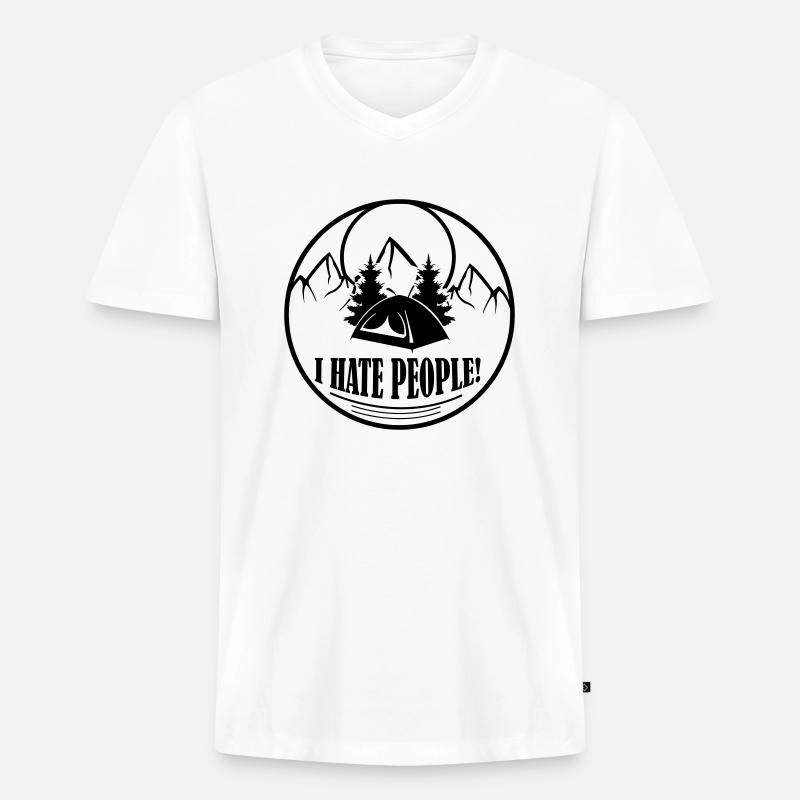 i hate people - Männer Premium Bio T-Shirt mit V-Ausschnitt - Weiß