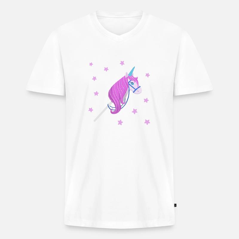Steckenpferd - Männer Premium Bio T-Shirt mit V-Ausschnitt - Weiß