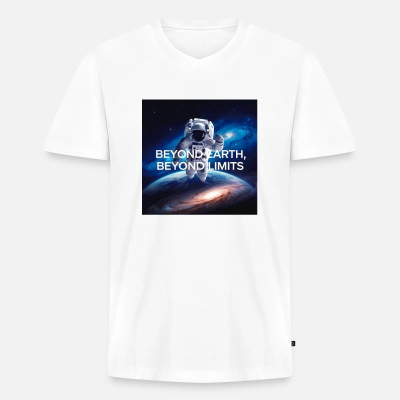 Beyond earth, beyond limits - Männer Premium Bio T-Shirt mit V-Ausschnitt - Weiß