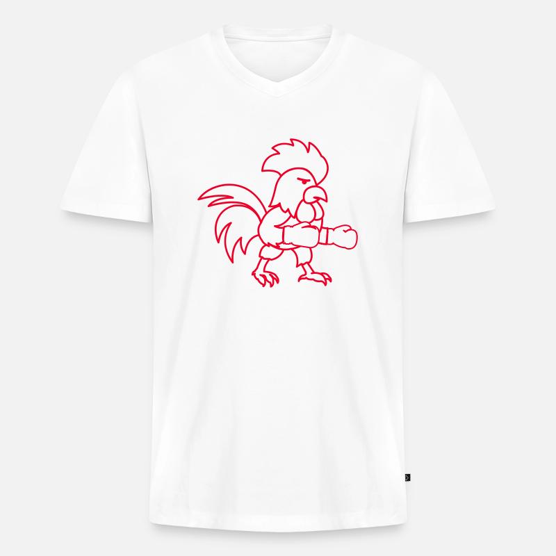 hahn boxer - Männer Premium Bio T-Shirt mit V-Ausschnitt - Weiß