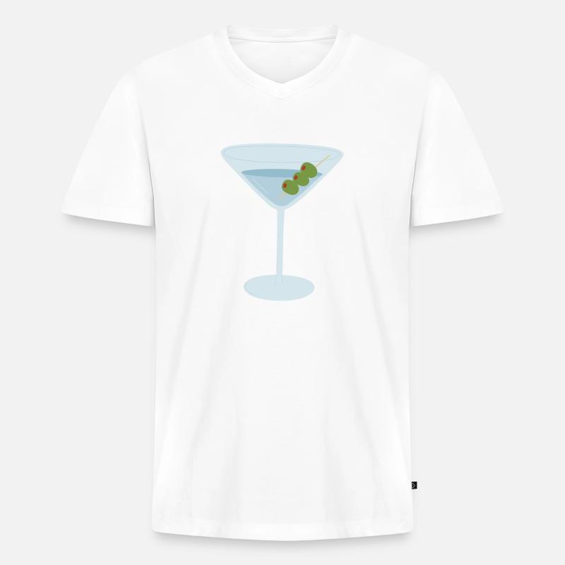 Martini mit Oliven - Männer Premium Bio T-Shirt mit V-Ausschnitt - Weiß