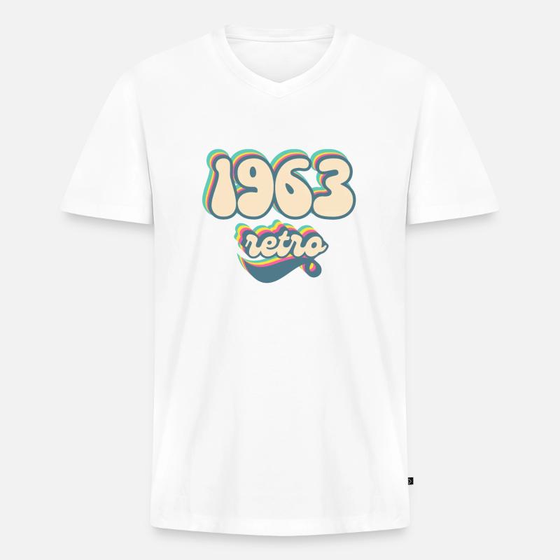 1963 Retro Geschenkidee - Männer Premium Bio T-Shirt mit V-Ausschnitt - Weiß