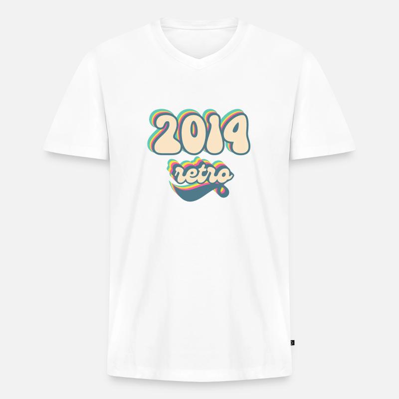 2014 Retro Geschenkidee - Männer Premium Bio T-Shirt mit V-Ausschnitt - Weiß