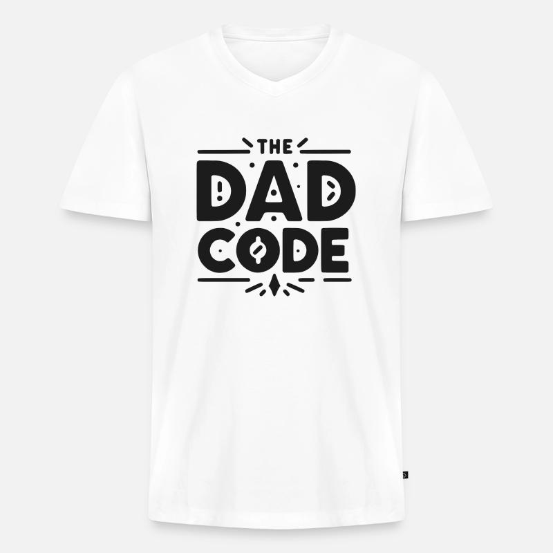 Der Papa-Code - Männer Premium Bio T-Shirt mit V-Ausschnitt - Weiß