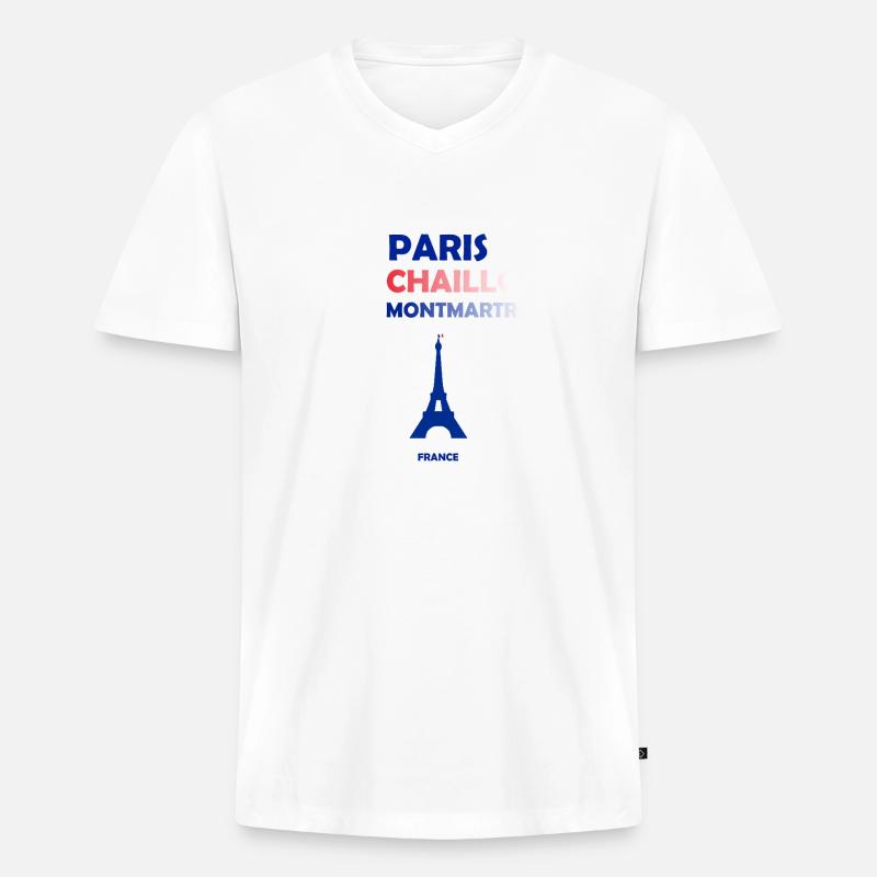 Paris, Frankreich - Männer Premium Bio T-Shirt mit V-Ausschnitt - Weiß