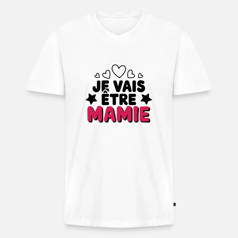 Ich werde Oma sein - Männer Premium Bio T-Shirt mit V-Ausschnitt - Weiß