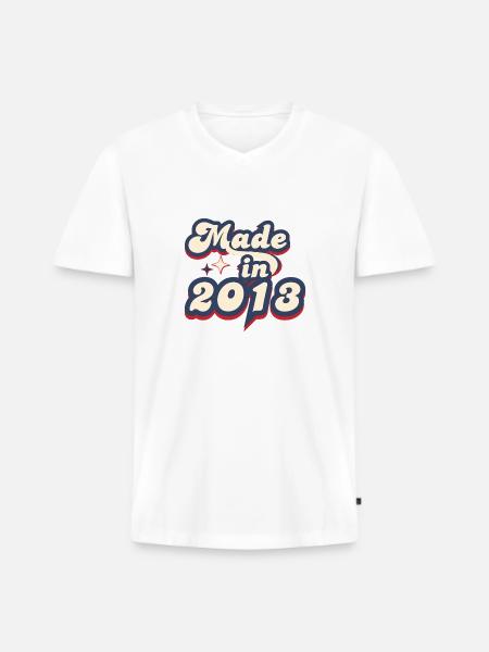 Made in 2013 retro - Men's Premium Organic T-shirt with V-neck - white