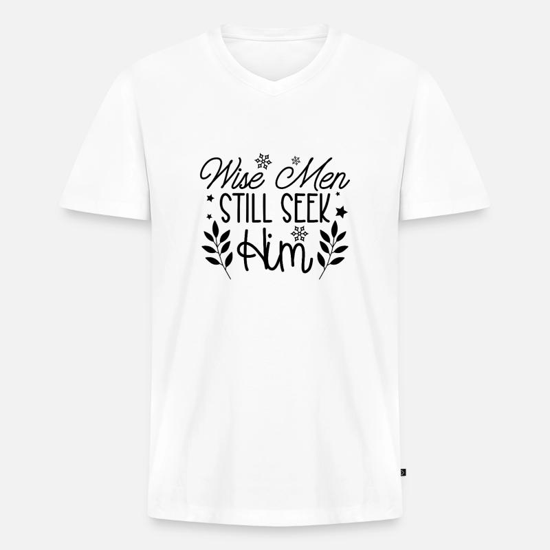 Wise men still seek him - Männer Premium Bio T-Shirt mit V-Ausschnitt - Weiß