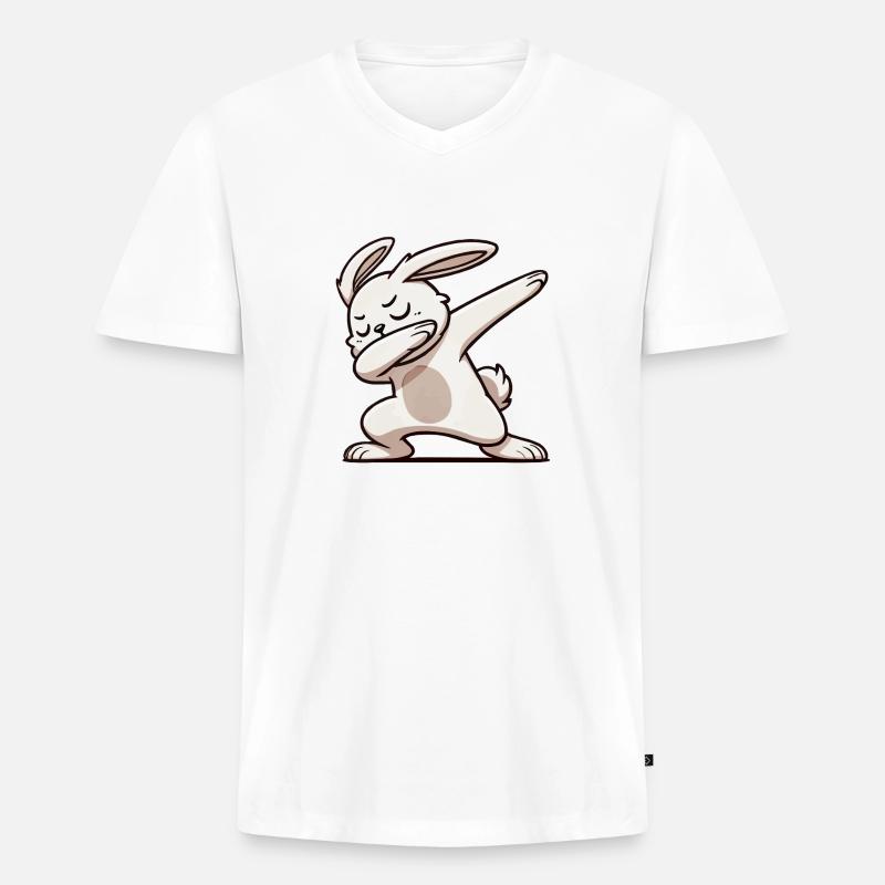 hase rabbit dabbing - Männer Premium Bio T-Shirt mit V-Ausschnitt - Weiß