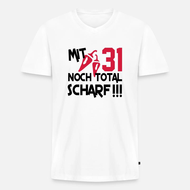 total_scharf_31 - Männer Premium Bio T-Shirt mit V-Ausschnitt - Weiß