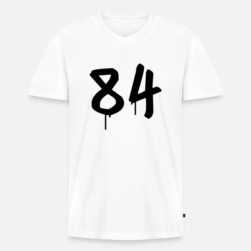 Graffiti : 84 - Männer Premium Bio T-Shirt mit V-Ausschnitt - Weiß