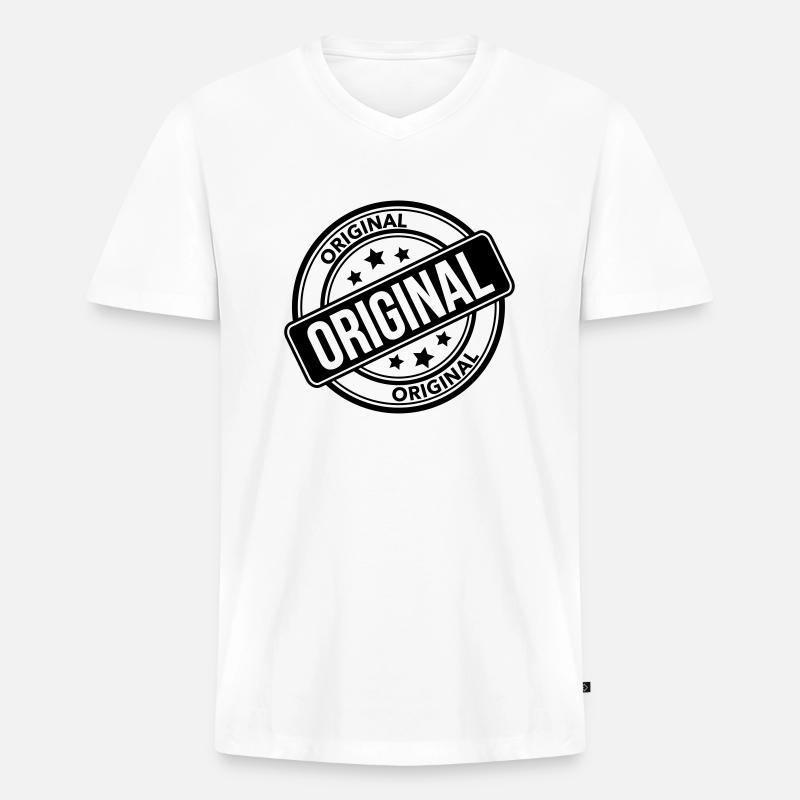 Original - Männer Premium Bio T-Shirt mit V-Ausschnitt - Weiß