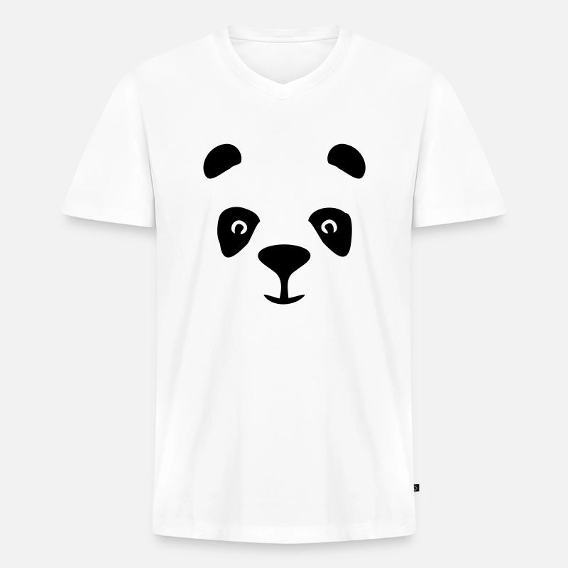 panda - Männer Premium Bio T-Shirt mit V-Ausschnitt - Weiß