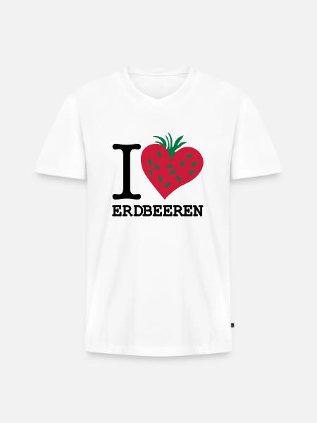 i_love_erdbeeren_3 - Männer Premium Bio T-Shirt mit V-Ausschnitt - Weiß