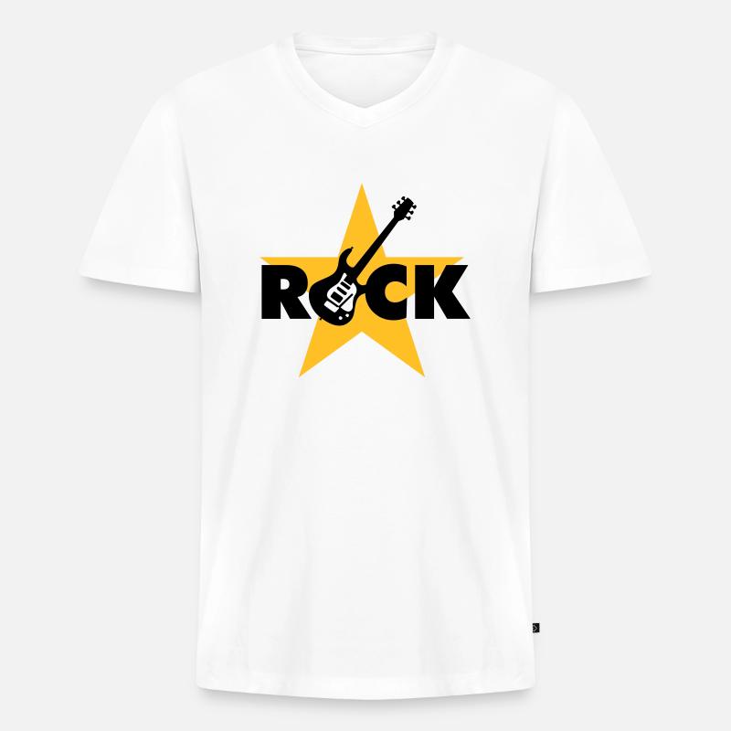 rock_star_042013_b_2c - Männer Premium Bio T-Shirt mit V-Ausschnitt - Weiß