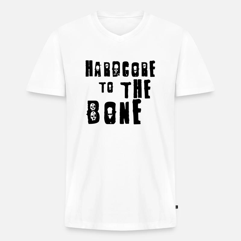 Hardcore - Männer Premium Bio T-Shirt mit V-Ausschnitt - Weiß