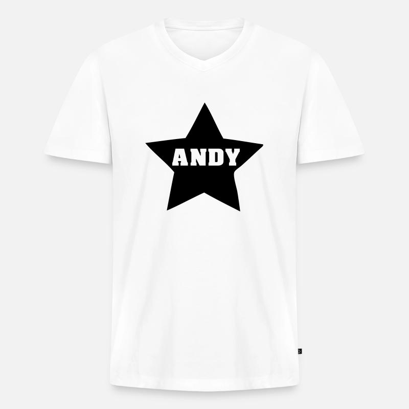 andy - Männer Premium Bio T-Shirt mit V-Ausschnitt - Weiß