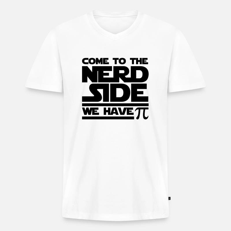 Come To The Nerd Side - Männer Premium Bio T-Shirt mit V-Ausschnitt - Weiß
