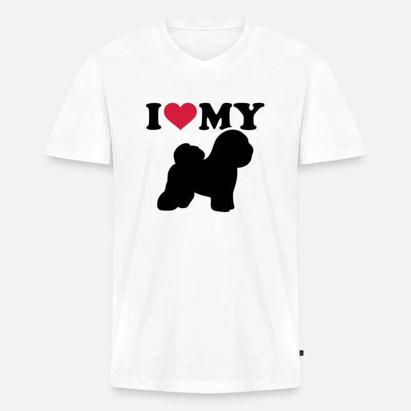 Bichon Frise - Männer Premium Bio T-Shirt mit V-Ausschnitt - Weiß